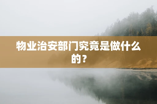 物业治安部门究竟是做什么的？