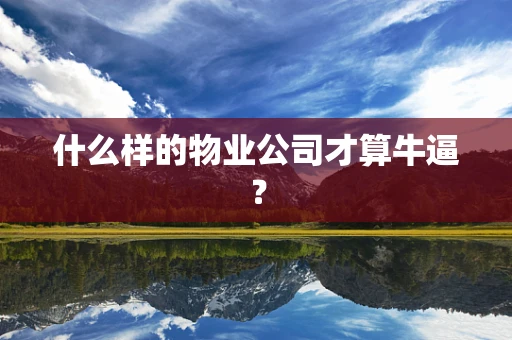 什么样的物业公司才算牛逼？