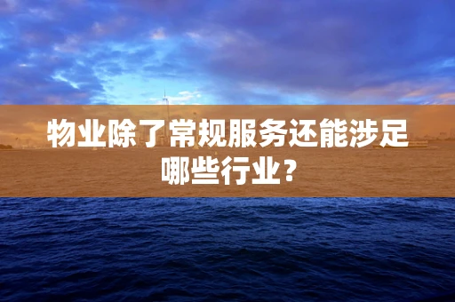 物业除了常规服务还能涉足哪些行业？