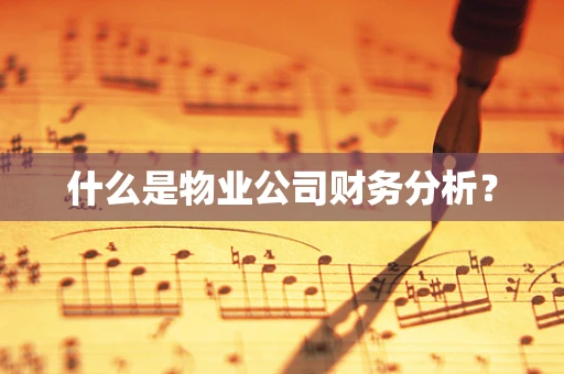 什么是物业公司财务分析？