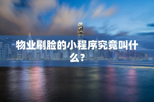 物业刷脸的小程序究竟叫什么？